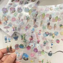 4pcs Set Y2K Soda Dessert Star Dolphin PET Transparent Glitter Sticker Back To School - Color - View 7