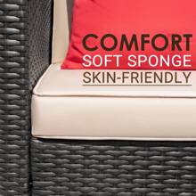 Devoko 5 Pieces Patio Furniture Sectional Outdoor PE Rattan Wicker Lawn Conversation Cushioned Garden Sofa Set - Beige - View 3