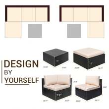 Devoko 5 Pieces Patio Furniture Sectional Outdoor PE Rattan Wicker Lawn Conversation Cushioned Garden Sofa Set - Beige - View 6