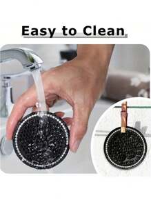 2pcs Pink/Black Grid Car Cup Holder Mat, Soft Rubber Synthetic Diamond Non-Slip Creative Cup Holder, Car Accessories, Easy To Clean & Heat-Resistant - Multicolor - View 2