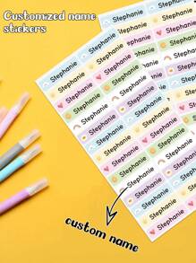 Custom Name Sticker, Cartoon Fresh And Simple Cute Waterproof Modern School Supplies Label, Back To School, School Supplies, Paper Name, Category Sticker, Number Category Gifts Birthday Graduation