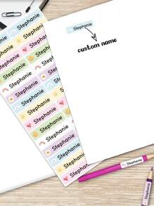 Custom Name Sticker, Cartoon Fresh And Simple Cute Waterproof Modern School Supplies Label, Back To School, School Supplies, Paper Name, Category Sticker, Number Category Gifts Birthday Graduation