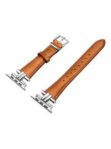 Pulseira de relógio em couro macio de grão integral genuíno de 1 peça com decoração em metal prateado, adequada para Ultra3 2 1 SE Series 10, S9/8/7/6/5/4/3/2/1 Series, para homens e mulheres, acessórios para relógios de 38 mm/40 mm/41 mm/42 mm/44 mm/45 mm/49 mm/46 mm, novo item mais vendido do mundo