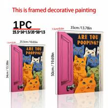 1pc Canvas Poster, Cat Print For Toilet Are You Pooping Wall Print Wall Art For Living Room, Wall Decor For Bedroom, Home Decor Room Decor Aesthetic , Frameless, Modern Posters For Room, Room Decoration Stuff, Aesthetic, Western Decor, Bathroom Decor - Multicolor - View 3