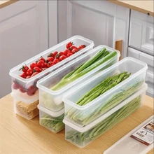 4 Packs Long Rectangular Food Storage Containers, Plastic Reusable Refrigerator Organizer Boxes For Scallions, Parsley, Cilantro, Garlic, Noodles, Eggs, With Lid, Hand Washable Kitchen Essentials - Multicolor - View 2