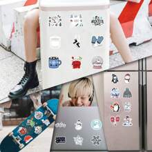 55 Stücke Winter Aufkleber, Schneemann Aufkleber, Schneeflocke Aufkleber, Jahreszeit Aufkleber, Weihnachts Aufkleber, Weihnachtsgeschenke, Feiertags Aufkleber, wasserfeste Vinyl Aufkleber für Laptop, Stoßstange, Skateboard, Wasserflaschen, Computer, Telefon, Weihnachts Vinyl, Schneemann Gesicht Aufkleber, Flasche Aufkleber