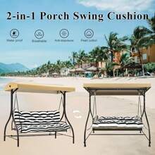 Boho Chic Outdoor Swing Mat, 60x40 Inch - Waterproof Polyester With Back Straps, Hand-Washable Cotton Fill, Fits 2-3 Seater Patio & Garden Furniture, Zippered Cover For All-Season Use, For Winter