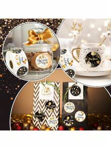 500pcs/Roll Happy New Year Balloon Doodle Stickers, 1 Inch Round 6 Patterns, New Year Holiday Party Decor, Gift Wrapping DIY, Suitable For Small Business Owners, Small Gifts, Office Supplies, Phone Cases, Tumblers, Scrapbooking, PVC Waterproof Stickers - Multicolor - View 4