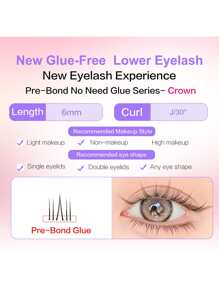 60pcs J Curl Pre Glued Lower Lashes Reusable Single Cluster Segmented Self-Adhesive False Eyelashes Ultra-Light Individual Lash Clusters Pre-Bonding Eyelash Extension Set Wear No Glue Needed Lower Lash Clusters Korean Makeup Tool Easy To Apply Cosmetic Makeup Tool For Beginner ﻿ - J - View 2