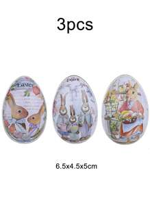 复活节派对用品：锡制蛋容器 + 彩色兔子设计巧克力蛋，适合派对装饰、朋友礼物、家庭节日必需品，营造节日气氛