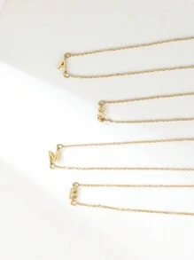 Vanel 1pc Y2k Minimalist Alphabet Necklace, Stainless Steel Name Necklace, 26 Letters A-Z Charm Pendant Necklace, Initial Letter Necklace, Golden Tone Girls' Birthday Gift - Yellow Gold - View 11