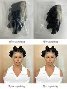 女士时尚全蕾丝编织假发，合成高温纤维，度假风，适合所有种族 - 黑色 - 查看 9