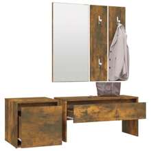 Smoked Oak Engineered Wood Hallway Furniture Set With Storage Solutions - Brown - View 3