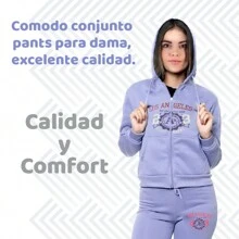 Juego de Pants Afelpado con Strech 2 Piezas - Lila Púrpura - View 2