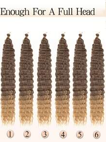 1/6 Packs Ocean Wave Crochet Hair 30 Inch Black&Gold Deep Wave Braiding Hair For Women Synthetic Curly Crochet Hair Extensions Wavy Braiding Hair Bohemian Crochet Braids - Multicolor - View 6