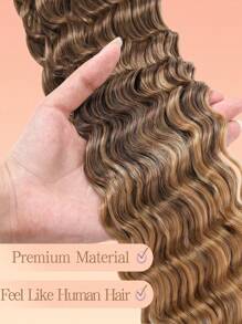 1/6 Packs Ocean Wave Crochet Hair 30 Inch Black&Gold Deep Wave Braiding Hair For Women Synthetic Curly Crochet Hair Extensions Wavy Braiding Hair Bohemian Crochet Braids - Multicolor - View 4