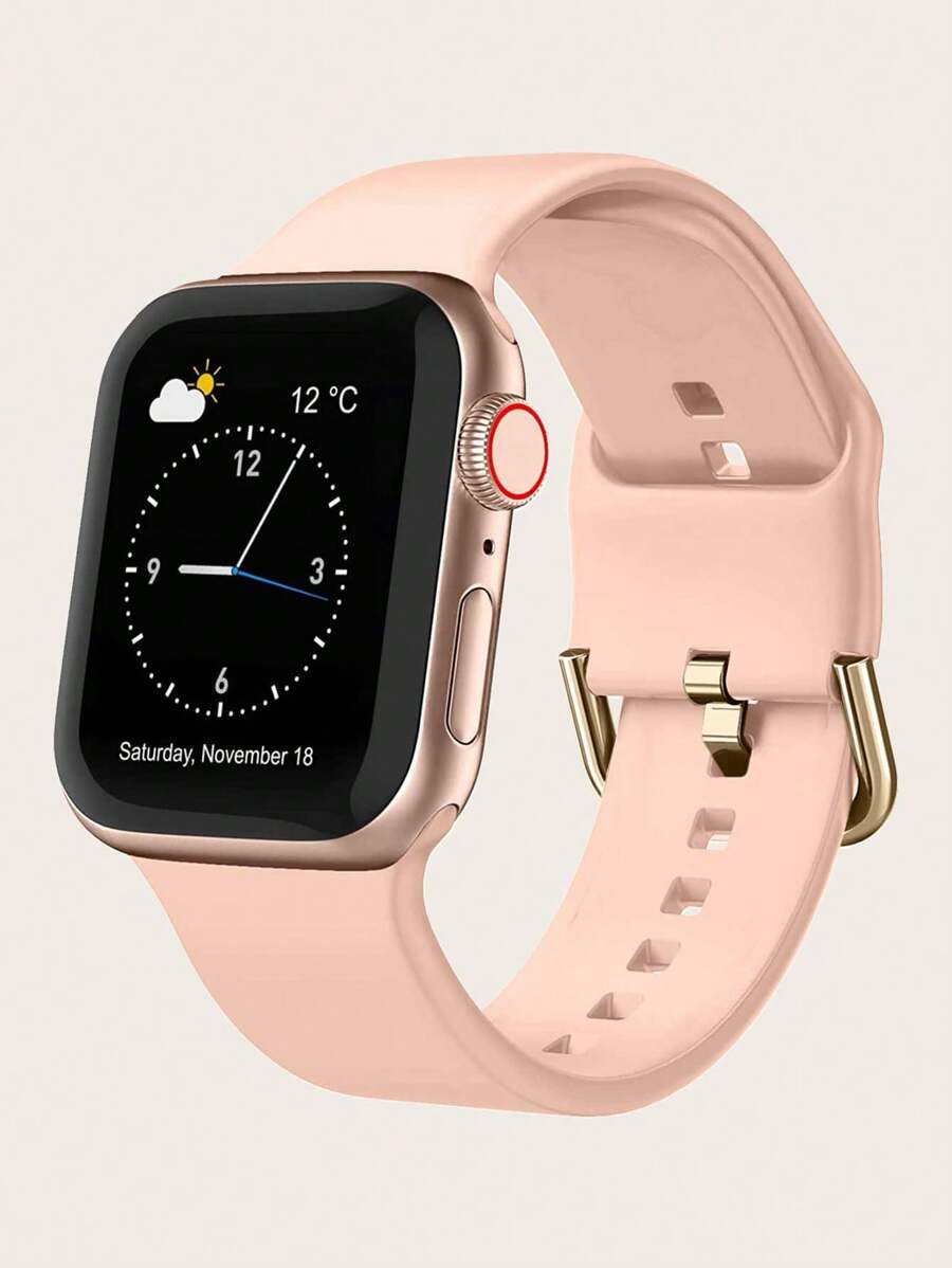 1pc Unisex Silicone Sports Watch Strap Compatible With Apple Watch Band 38mm 40mm 41mm 42mm 44mm 45mm 49mm, Compatible With Apple Watch Series 9 Ultra 8 SE 7 6 5 4 3 As A Gift For Students Returning To School - Pink - View 1