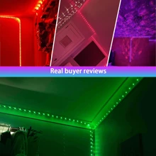 Smart Led Lights For Bedroom 3ft-65ft,With Smart APP Contrl And 24key Romote Control, APP Has Music Synchronized Color Changing Function, Can Switch Timing, Can Adjust Brightness And Color, Can Be Cut, Very Easy To Install, Suitable For Living Room Decoration , Bedroom Decoration, Entertainment Room, Children's Room Decoration, Holiday Atmosphere Lights - Multicolor - View 5