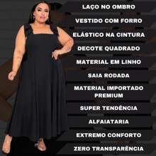 Plus Size Dress Bow On The Shoulder Long Linen Elegant Midi Social Casual Party Wedding Bride Civil Godmother Lined Strap Evangelical Modern G1 G2 G3 46 48 50 52 54 56 Nude Black Blue Green Lilac Premium High Quality - 黑色 - 查看 5