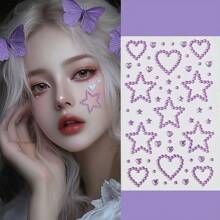 1 件自粘钻石贴纸、亚克力面部珠宝贴纸、手机装饰贴纸、舞台派对创意化妆配件