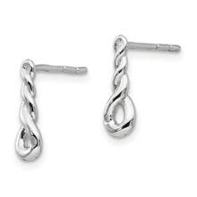 Diamond2Deal 925 Sterling Silver Rhodium-Plated Twisted Diamond Dangle Earrings