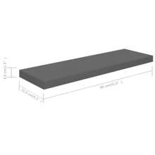 Ensemble de deux étagères murales flottantes grises élégantes de 80 x 23,5 x 3,8 cm, solution de rangement moderne pour la maison