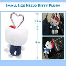 Sanrio 1pc Hello Plush Kitty Keychain With Heart Shape Clip 4" Inch Stuffed Plushie Purse Bag Charm Backpack Lucky Doll