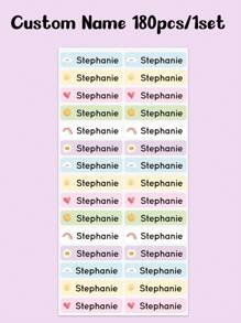 Custom Name Sticker, Cartoon Fresh And Simple Cute Waterproof Modern School Supplies Label, Back To School, School Supplies, Paper Name, Category Sticker, Number Category Gifts Birthday Graduation