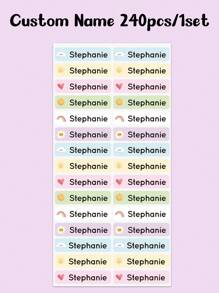 Custom Name Sticker, Cartoon Fresh And Simple Cute Waterproof Modern School Supplies Label, Back To School, School Supplies, Paper Name, Category Sticker, Number Category Gifts Birthday Graduation