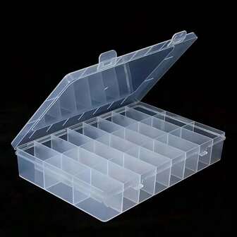Jewelry Box 1/2/4pcs Transparent Plastic Storage Box With Partition, 24 Mesh Storage Containers, Jewelry Storage Box With Partition, Used For Beads, Earrings, Necklaces, Rings Back To School