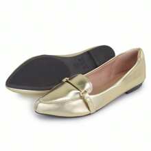 Sapatilha Mocassim Feminina Confortável Elegante Metalizada Louise&CO. - Dourado - Visão 6