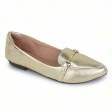 Sapatilha Mocassim Feminina Confortável Elegante Metalizada Louise&CO. - Dourado - Visão 3