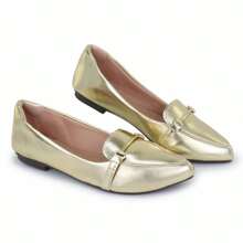 Sapatilha Mocassim Feminina Confortável Elegante Metalizada Louise&CO. - Dourado - Visão 5