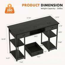 Sweetcrispy Computer Desk Small Home Office Bedroom Writing Study PC Table With Storage Space Fabric Side Bag Headphone Hook Metal Frame Adjustable Feet Modern Simple Style - màu đen - Xem 5