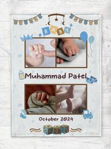 1pc Personalized Custom Flannel Blanket For Children Featuring A Photo Collage Design, Tailored To The Child's Photo. It Is Soft And Warm, Perfect For Commemorating Precious Moments. This Blanket Makes A Great Holiday Gift For Kids, Friends, Babies, And Loved Ones, Suitable For Napping, Camping, And Traveling. Ideal For Birthdays, And Children's Day. Back To School Winter Gift Ideas Boy Girl Valentine's Day - Style 1 - View 4