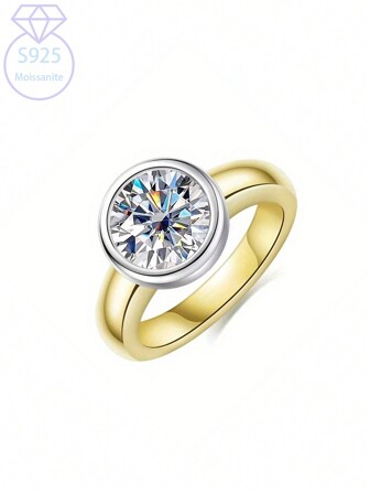 KAHOOT S925 纯银 1/2/3 克拉莫桑石水波纹订婚戒指、结婚戒指、圣诞节、情人节、生日礼物惊喜礼物、日常佩戴配礼盒