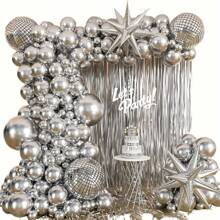 119 quả bóng cao su hình ngôi sao bạc nổ 4D Disco Ball hoàn hảo cho các bữa tiệc, lễ tốt nghiệp, kỷ niệm, đám cưới, sinh nhật, lễ hội, trang trí nhà cửa và trang trí nền phòng, ngày lễ tình nhân trở lại trường - Bạc - Xem 8