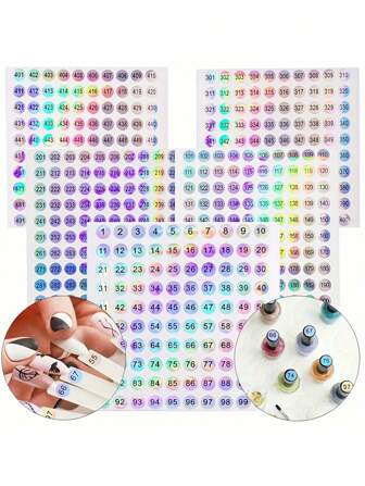 5 piezas de esmalte de uñas, botella de gel 1-500 etiquetas láser coloridas impermeables, marcadores, herramientas de exhibición, suministros para uñas, herramientas para uñas, herramientas de arte de uñas, de vuelta a la escuela, uñas, herramientas para uñas postizas