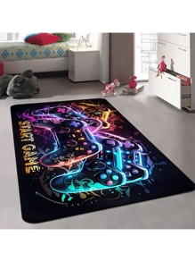 1 pièce Tapis de sol de zone de manette de jeu pour la chambre des garçons et les joueurs, tapis en polyester antidérapant et lavable en machine, tapis de sol de salle de jeux intérieure avec rembourrage en mousse, tapis à bas poils pour le salon, le bureau et la cuisine