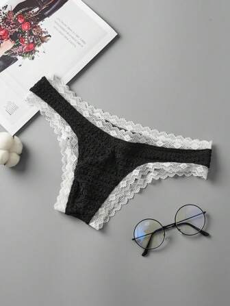 Men's Sexy Lace Mesh G-Strings, Low Waist Underwear, Breathable Comfy Stretchy Thongs, Casual T-Backs