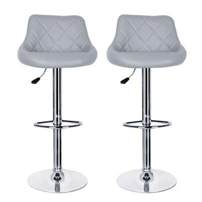 Bar Stool Set Of 2 Kitchen Bar Stools With Backs, PU Leather,Adjustable Swivel Gas Lift,Chrome Footrest And Base Bar Chairs Dining Stools, Breakfast Bar/Counter/Kitchen Home Furniture