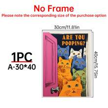 1pc Canvas Poster, Cat Print For Toilet Are You Pooping Wall Print Wall Art For Living Room, Wall Decor For Bedroom, Home Decor Room Decor Aesthetic , Frameless, Modern Posters For Room, Room Decoration Stuff, Aesthetic, Western Decor, Bathroom Decor - Multicolor - View 13
