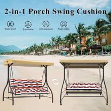 Boho Chic Outdoor Swing Mat, 60x40 Inch - Waterproof Polyester With Back Straps, Hand-Washable Cotton Fill, Fits 2-3 Seater Patio & Garden Furniture, Zippered Cover For All-Season Use, For Winter