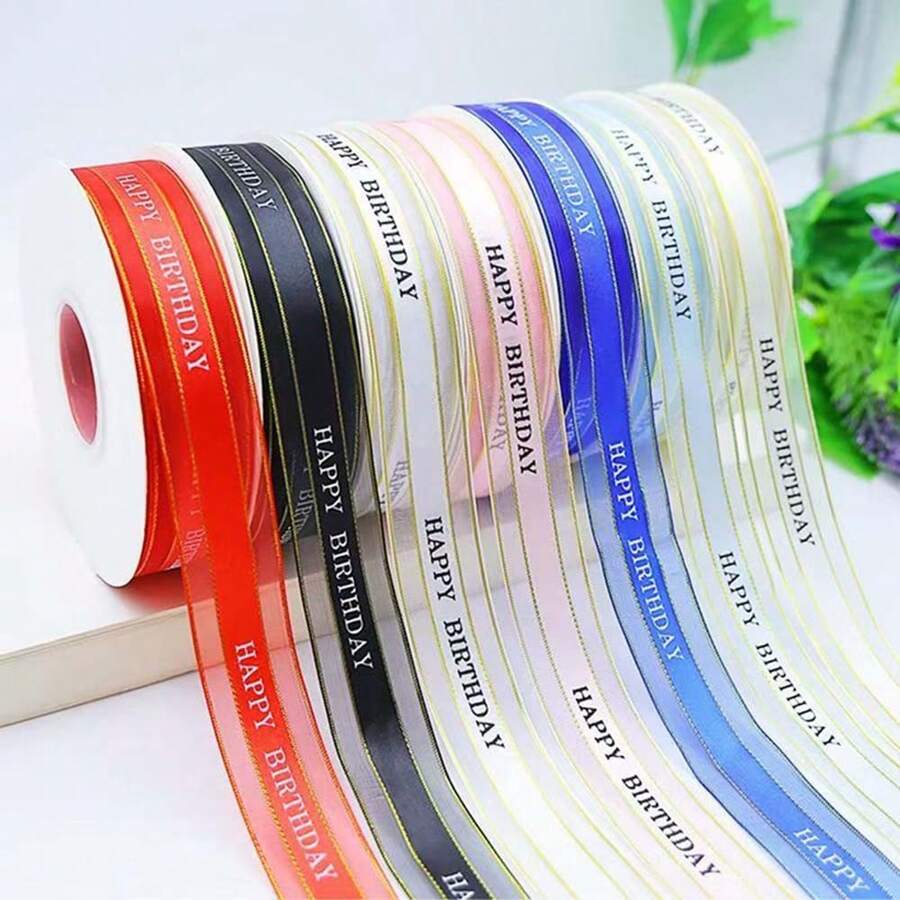 1 Roll, 5 Yards Cake Box Gifts Flowers Packaging Ribbon, Bouquet, Ribbon And Decorative Bows, Handmade Wedding Bouquet Material, Gift Packaging Material, Cake Decorating Ribbon, Wedding Decor, Party Decor, Gift Decor - Multicolor - View 1