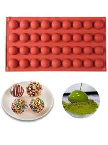 1个/2个装硅胶36孔半圆形DIY蛋糕模具、肥皂模具、果冻模具、布丁模具、巧克力模具 - 紅木色 - 查看 12