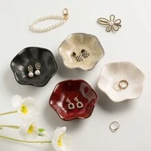 1pc Elegant Ceramic Lotus Leaf Jewelry Display Tray For Rings, Keys, And Small Accessories, Perfect Birthday Gift, Thoughtful New Year Gift, Celebrate Friendship & Love, Ideal For Bathroom Tray, Stylish Desktop Storage, Chic Home Decor, Perfect For Back To School Season And Holiday Gifting - Multicolor - View 11