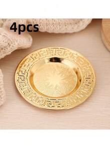 4pcs- Style Solid Patterned Coasters - For Thanksgiving And New Year Celebrations - Hand Washable, Polished Metal, Made Of Stainless Steel, Gifts For Loved Ones And Friends