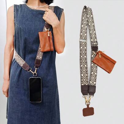 Mobile Phone Hanging Strap With Zipper Pocket, New Clip-On Mobile Phone Hanging Strap With Wallet Crossbody, Crossbody Mobile Phone Rope With Zipper Wallet Pocket, Adjustable Mobile Phone Hanging Strap Crossbody Gifts For Mother, Family, Friends, Birthday, Holiday Phone Charm, Phone Chain
