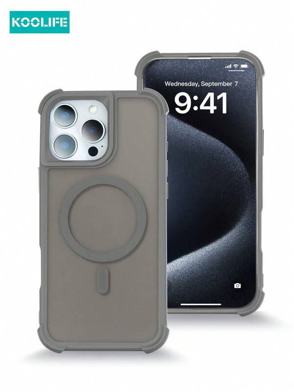 Magnetic Ring For Phone Case KOOLIFE 1pc Shockproof, Skin-Friendly, Perforated Magnetic Wireless Charging Phone Case: PC Backplate + Metal Buttons, Anti-Drop Protection, Compatible With Iphone 13/14/14 Plus/14 Pro/14 Pro Max/15/15 Pro/15 Plus/15 Pro Max/16/16 Pro/16 Plus/16 Pro Max