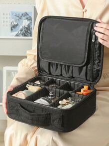 Makeup Case Salon Barber Tools Box Cosmetic Bag Brush Organizer And Storage Travel Box - Black - View 3